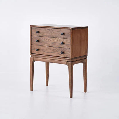 Walnut Ash Wood Chest Cabinet With 3 Drawers, 23.6 x 14.2 x 31.5 in