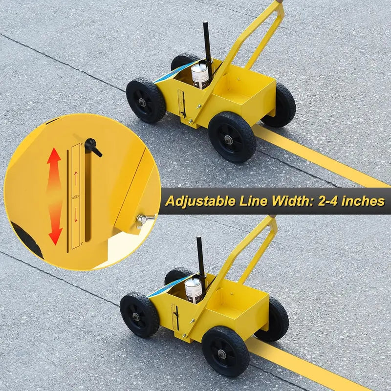 Yellow Striping Line Marking Machine, Adjustable 2 to 4 Inches