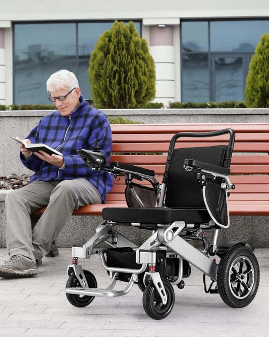 VERPAL Foldable Power Wheelchair, 25 Miles, 500W Dual Motors, 38in D x 25in W x 37in H - Silver Gray