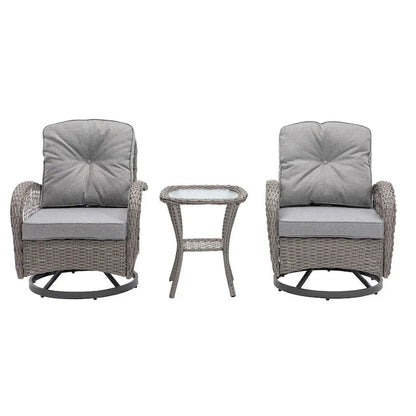 3-Piece Outdoor Swivel Rocker Patio Conversation Set - 360 Degree