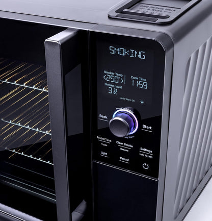 Smart Indoor Electric Countertop Pellet Smoker With Active Smoke Filtration, 5 Smoke Settings, WiFi Connectivity - Black