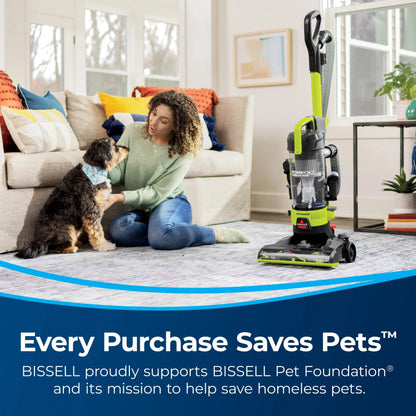 BISSELL PowerForce Helix Rewind Pet Deluxe Bagless Upright Vacuum, Green - 3335
