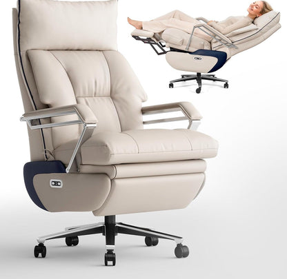 OKUP M80 Dual Motor Executive Office Chair With Footrest, 420lbs, Beige