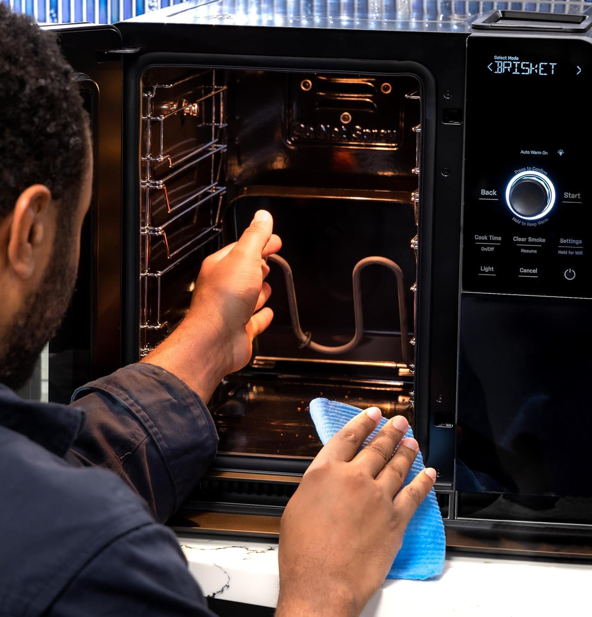 Smart Indoor Electric Countertop Pellet Smoker With Active Smoke Filtration, 5 Smoke Settings, WiFi Connectivity - Black