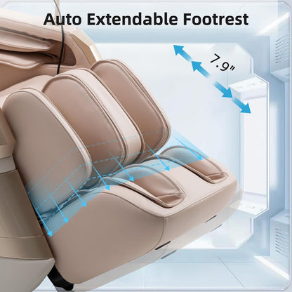MassaMAX 4D Full Body Massage Chair With Auto Footrest, SL Track, Zero Gravity, Heating, Golden - MT339