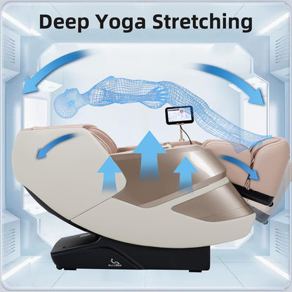 MassaMAX 4D Full Body Massage Chair With Auto Footrest, SL Track, Zero Gravity, Heating, Golden - MT339