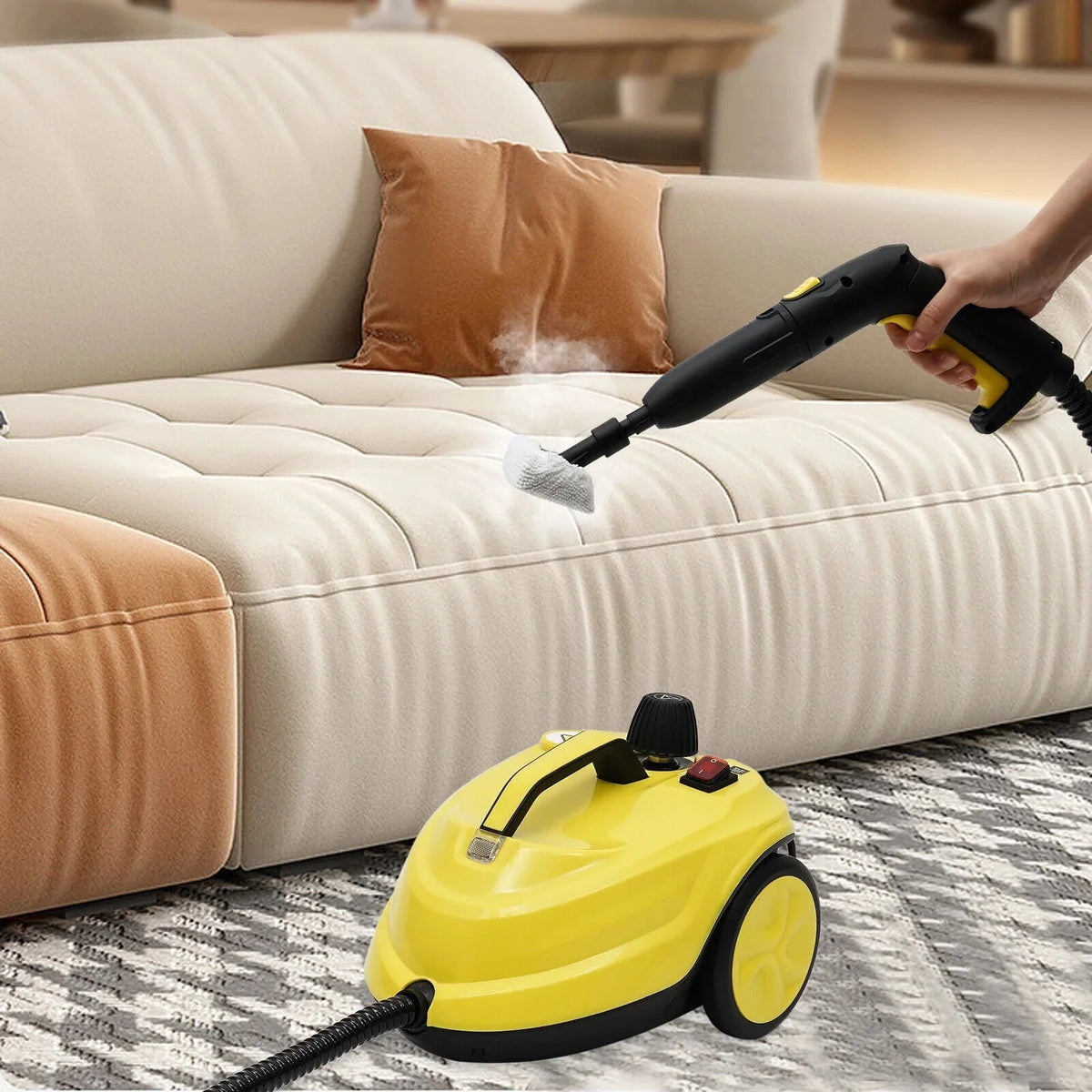 2000W 1.8L/60.87oz High-Pressure Handheld Steam Cleaner, Yellow - SE8620