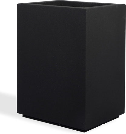 PolyStone Tall Indoor/Outdoor Column Planter, 18 in L x 23 in W x 30 in H, Black - Cozumel