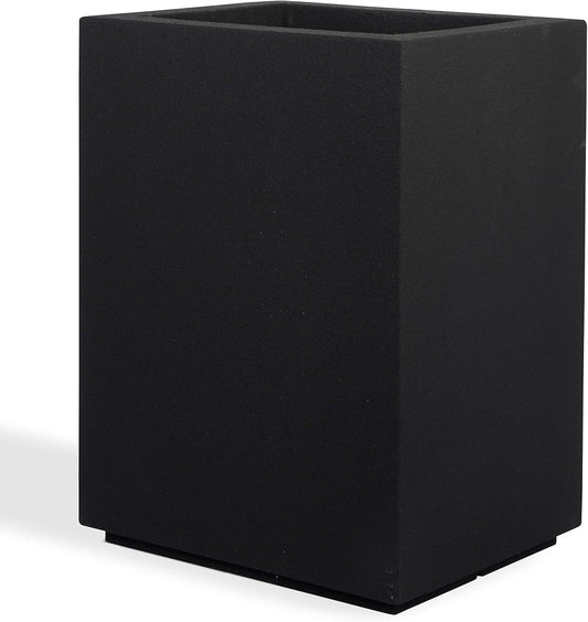 PolyStone Tall Indoor/Outdoor Column Planter, 18 in L x 23 in W x 30 in H, Black - Cozumel