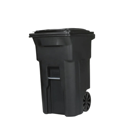 Toter Wheeled Garbage Can, 64 Gal, Black Polyethylene - Lid Included