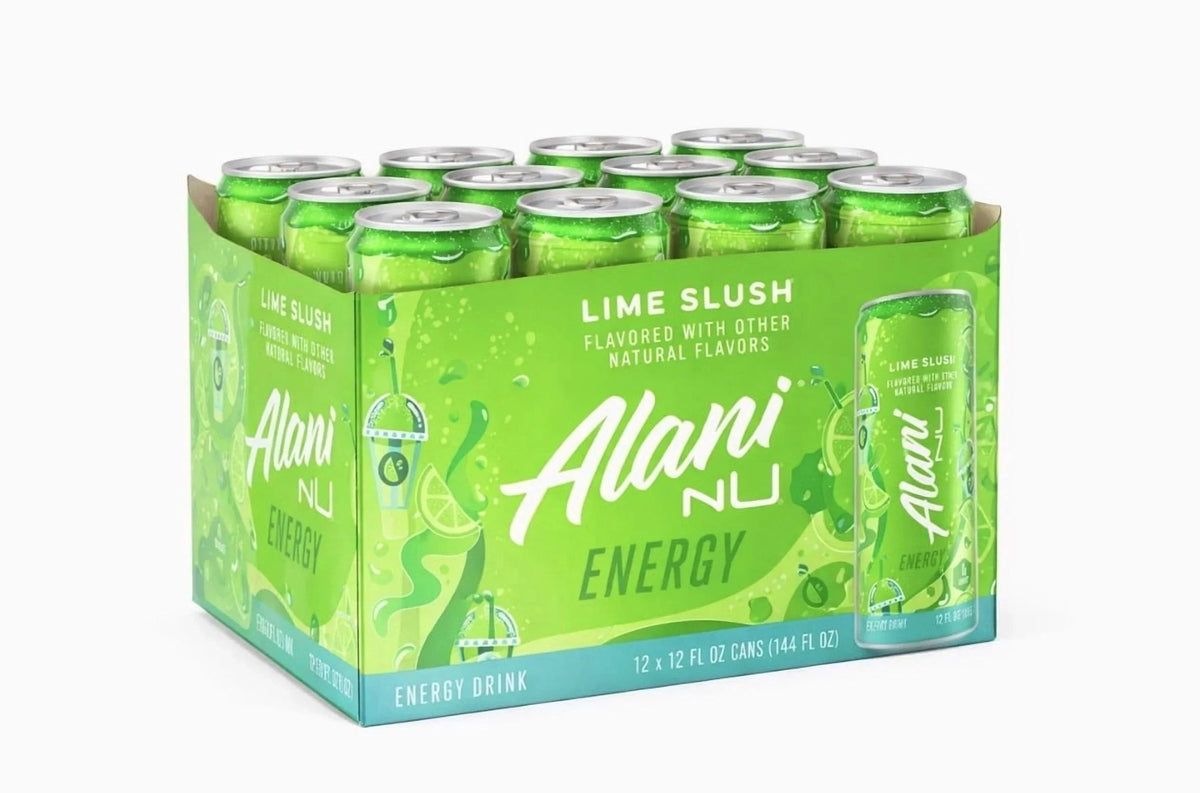 Energy Drink, Lime Slush Flavor, 12 Pack 12fl oz Cans, Sugar Free, Low Calories, 200mg Caffeine