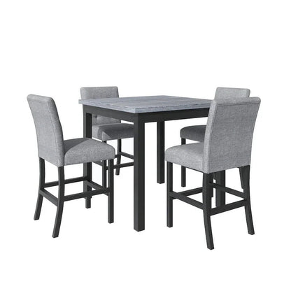 5 Piece Counter Height Wood Dining Set With Rectangle Table And 4 Upholstered High-Back Chairs - 35.4x35.4x36in