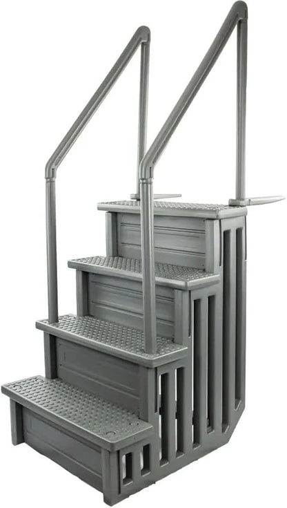 Aqua Select Anti-Slip In-Pool Steps, Gray, 28in W x 81in H, 300 lbs Capacity - For Above Ground Pools
