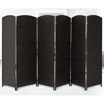 Freestanding Folding Woven Fiber Room Divider Privacy Screen - 6 Ft Tall