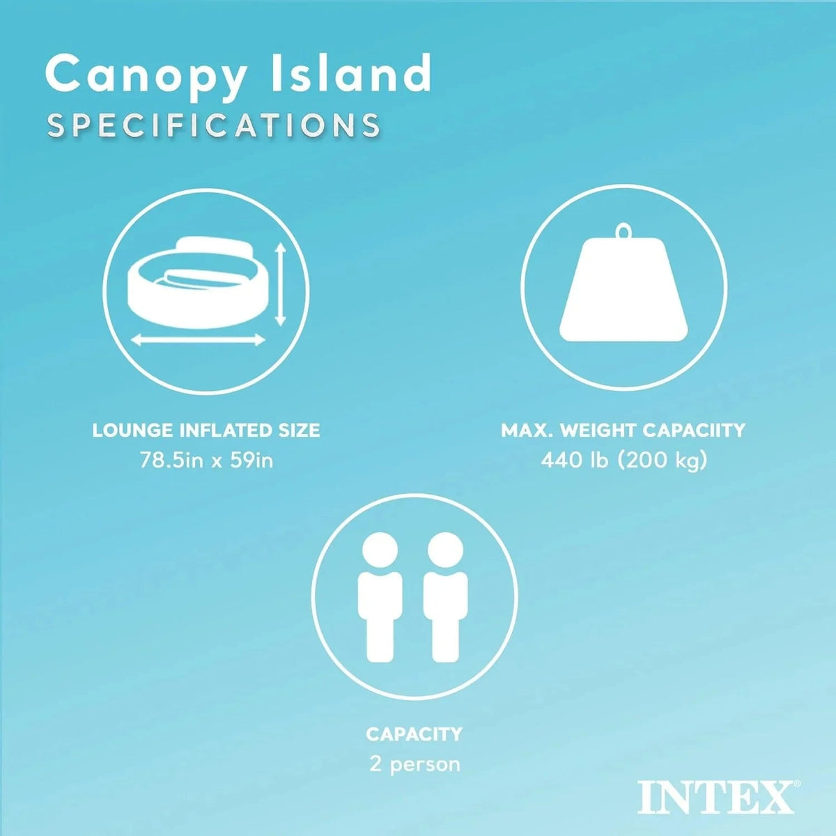 Intex Canopy Island Inflatable Pool Float, 78.5 x 59 inch, 440 lb Capacity - 58292EP