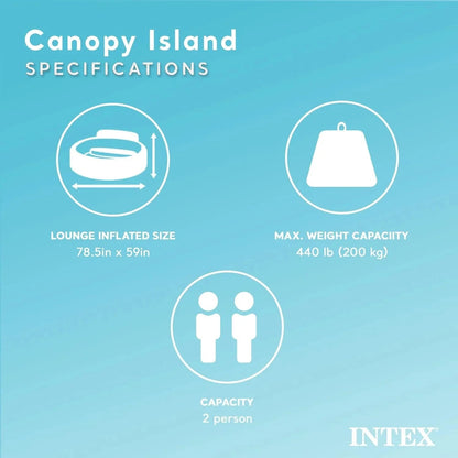 Intex Canopy Island Inflatable Pool Float, 78.5 x 59 inch, 440 lb Capacity - 58292EP