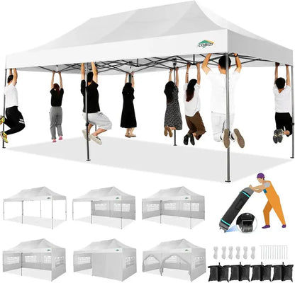 COBIZI 10x20 ft Commercial Pop-Up Canopy Tent With 6 Sidewalls And Roller Bag