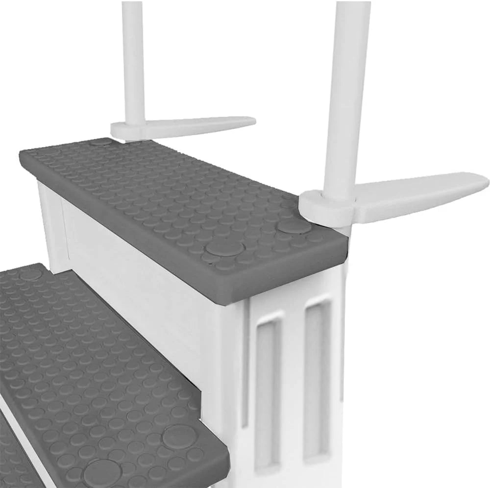 Aqua Select Anti-Slip In-Pool Steps, Gray, 28in W x 81in H, 300 lbs Capacity - For Above Ground Pools