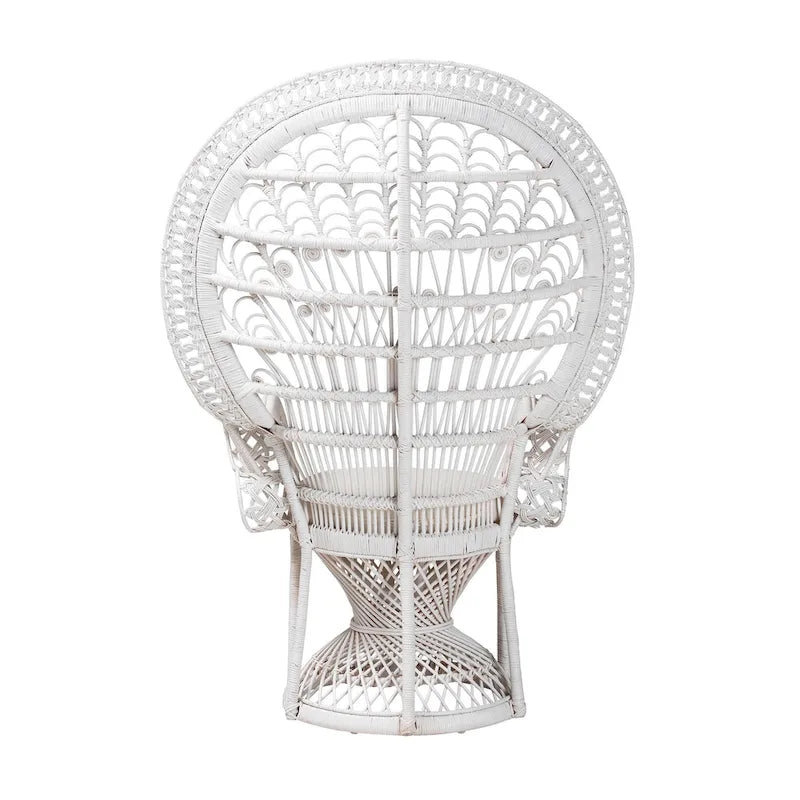 Kallima Peacock Accent Chair, White Natural Rattan, 40.90 w x 29.50 d x 58.70 h - Kallima