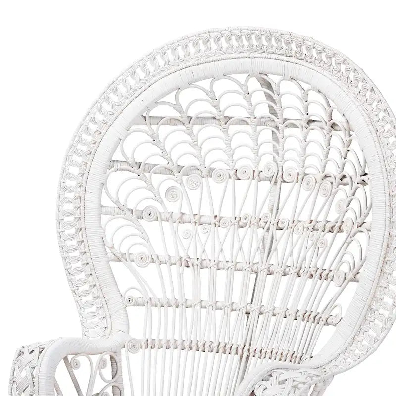 Kallima Peacock Accent Chair, White Natural Rattan, 40.90 w x 29.50 d x 58.70 h - Kallima