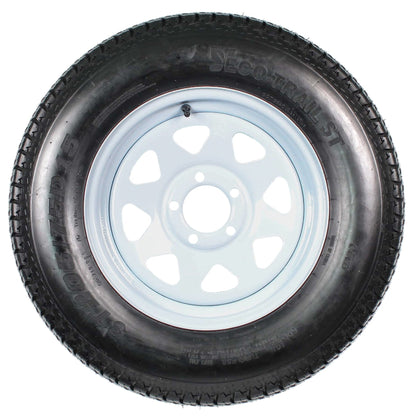 Trailer Tires On Rims ST205/75D15 Load Range C 5 Hole White Spoke - 2-Pack