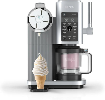 NINJA CREAMi Scoop And Swirl Ice Cream Maker, 2 480 ml Pots, 13 Modes, Stone/Gold - NC701EUSTGD