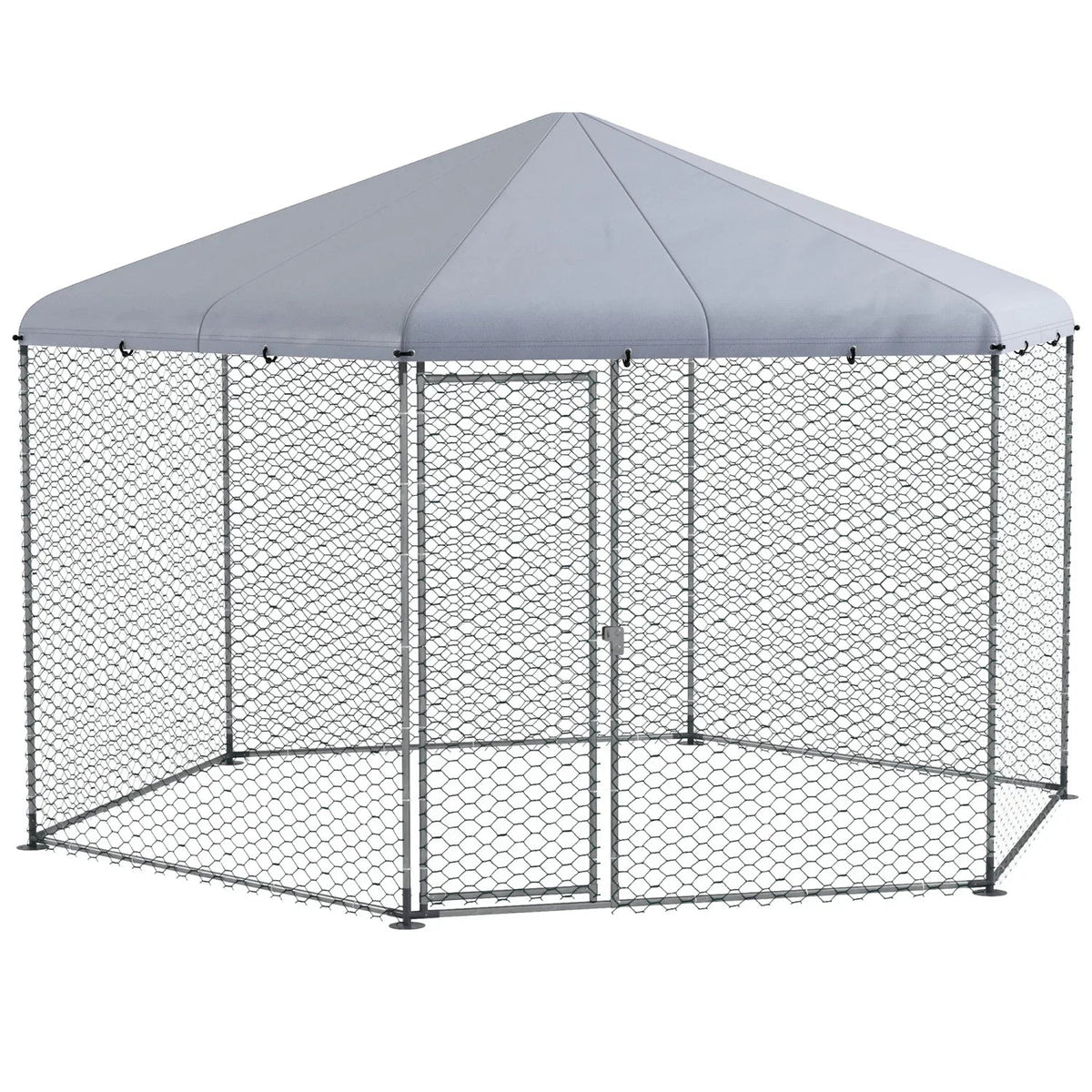 PawHut Large Metal Coop Run With Waterproof Anti-UV Cover, 13 ft x 11.4 ft x 8.6 ft
