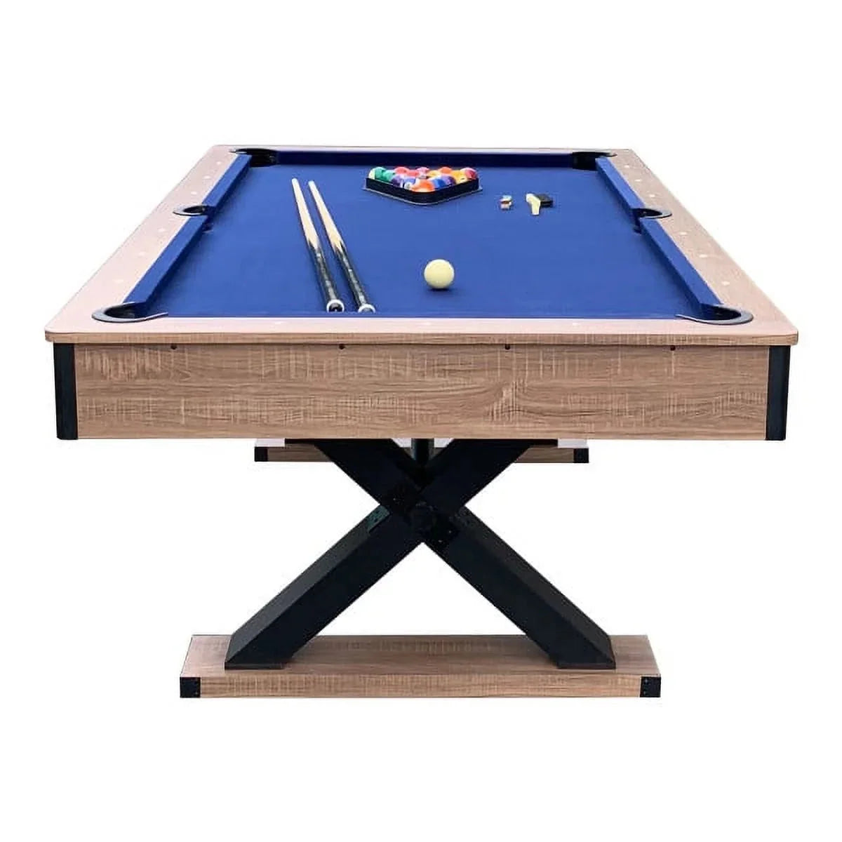 Bluewave Pool Table 7-Ft, Driftwood Melamine, Dark Blue Wool Felt - Excalibur