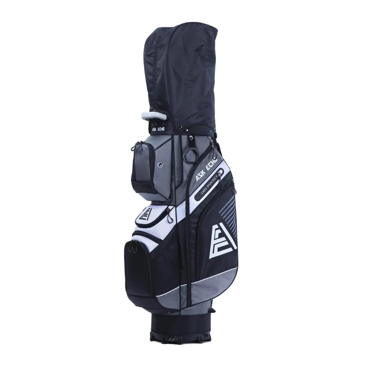 ASK ECHO Golf Cart Bag, 14-Compartment, Gray, Nylon - T-Lock