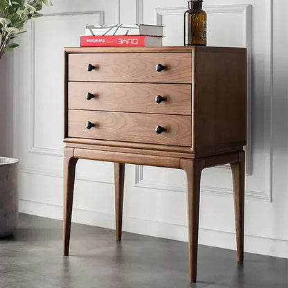 Walnut Ash Wood Chest Cabinet With 3 Drawers, 23.6 x 14.2 x 31.5 in