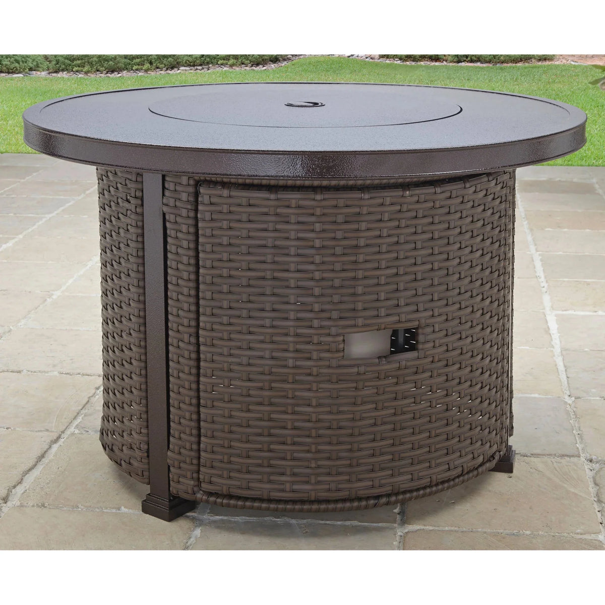 Better Homes & Gardens Propane Gas Fire Pit Table, 37 in Round, 50,000 BTU, Glass Beads, Metal Lid And Protective Cover - Colebrooke