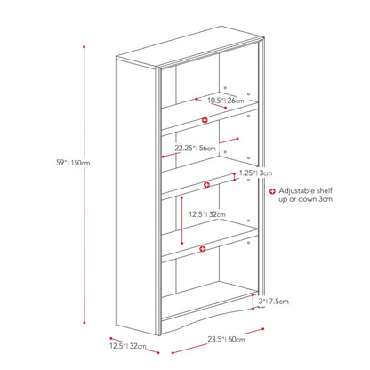 CorLiving Quadra Brown Engineered Wood Tall Adjustable 4-Shelf Vertical Bookcase
