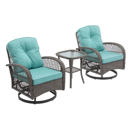 3-Piece Outdoor Swivel Rocker Patio Conversation Set - 360 Degree