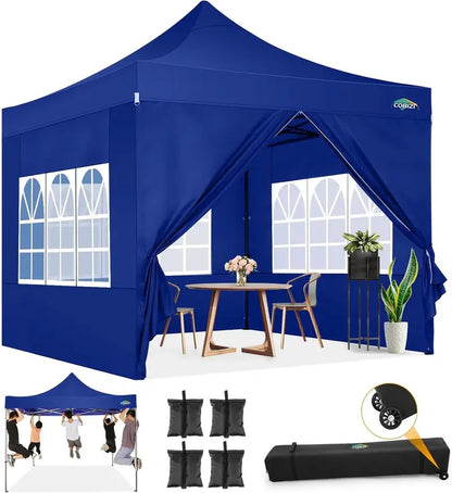COBIZI 10x20 ft Commercial Pop-Up Canopy Tent With 6 Sidewalls And Roller Bag