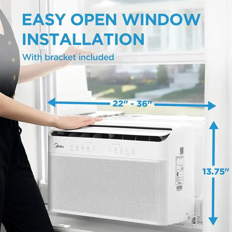 Midea U-Shaped Smart Window Air Conditioner, 8,000 BTU, 115 Volts, White - RMW08SQW