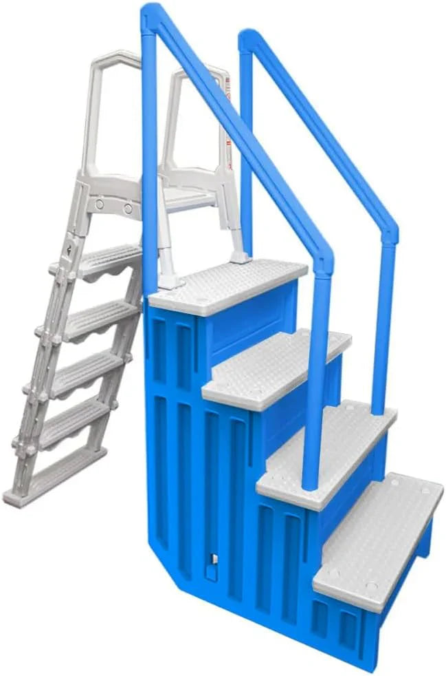 Aqua Select Anti-Slip In-Pool Steps, Gray, 28in W x 81in H, 300 lbs Capacity - For Above Ground Pools
