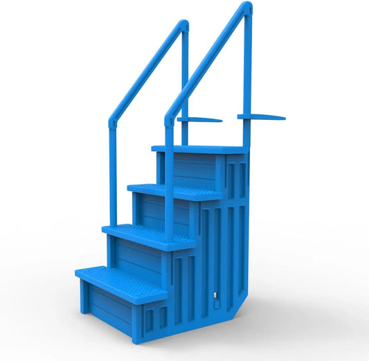 Aqua Select Anti-Slip In-Pool Steps, Gray, 28in W x 81in H, 300 lbs Capacity - For Above Ground Pools