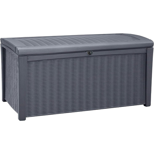 Keter Borneo Outdoor Plastic Storage Box, 110-Gallon, Anthracite, 129.5 x 70 x 62.5 cm - Borneo