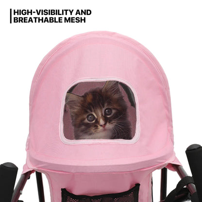 MoNiBloom Foldable Pet Stroller for Small Medium Dogs, 22 lbs, Pink