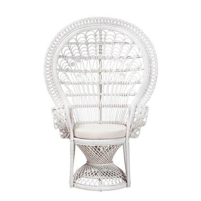 Kallima Peacock Accent Chair, White Natural Rattan, 40.90 w x 29.50 d x 58.70 h - Kallima