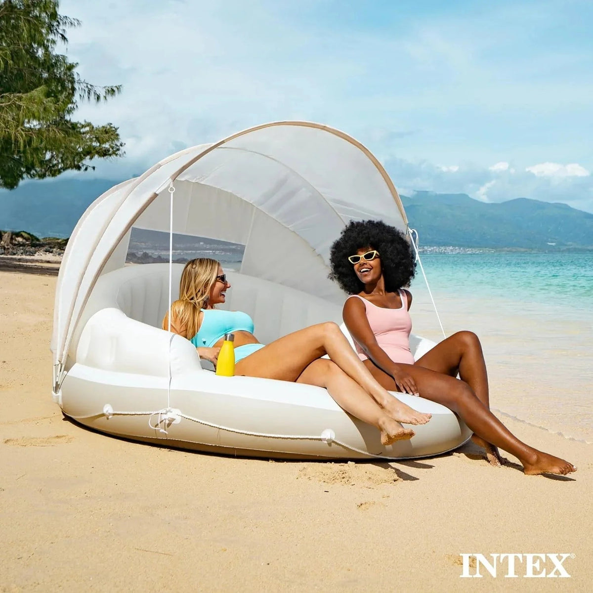 Intex Canopy Island Inflatable Pool Float, 78.5 x 59 inch, 440 lb Capacity - 58292EP