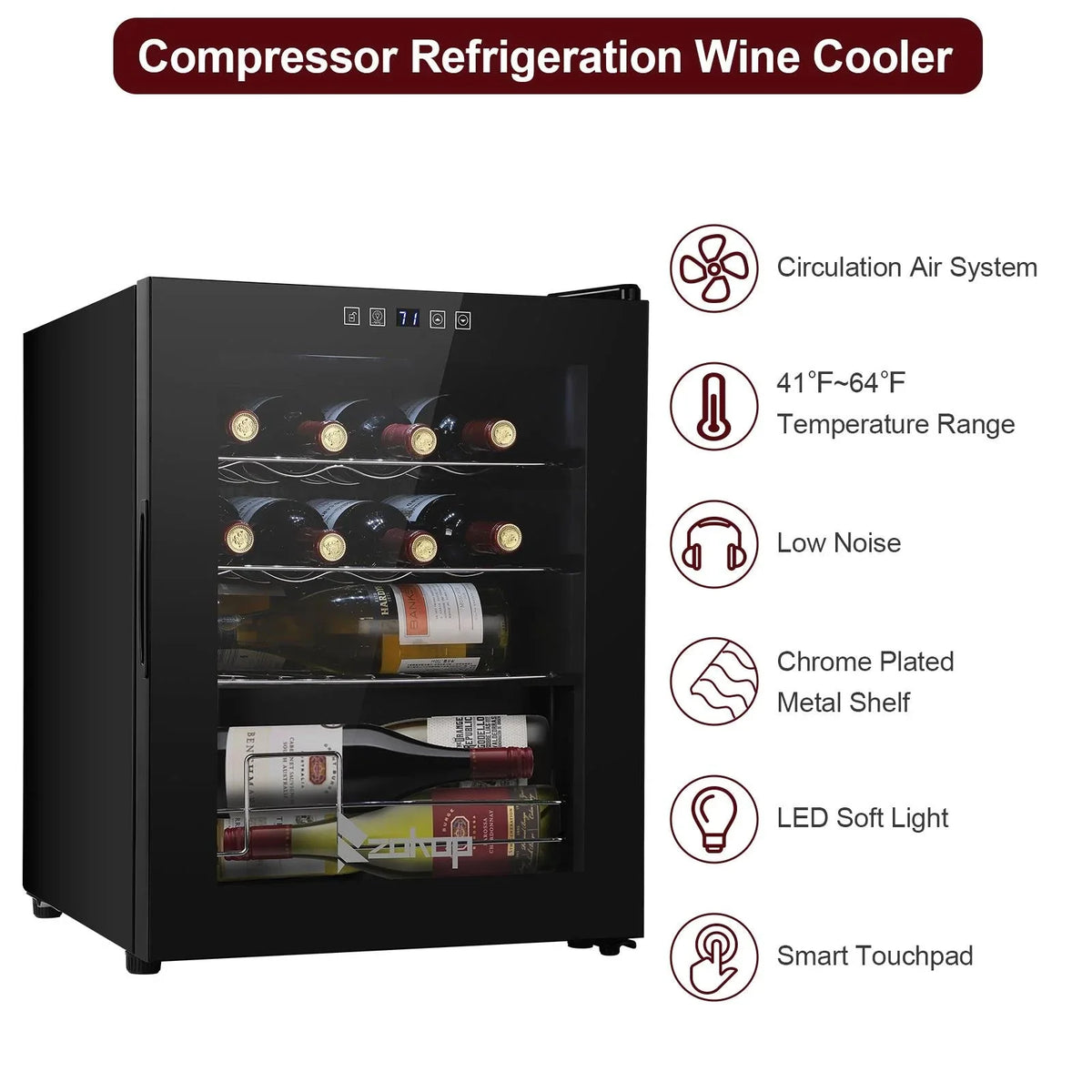Ktaxon 18 Bottle Compressor Wine Cooler, 1.8 Cu.Ft, 52L - Freestanding