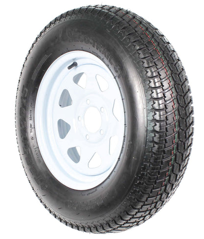 Trailer Tires On Rims ST205/75D15 Load Range C 5 Hole White Spoke - 2-Pack