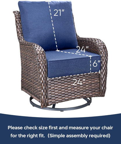 ACTREST Outdoor Seat Cushion Set, 2 Count, Navy Blue, 24 x 24 x 6 in