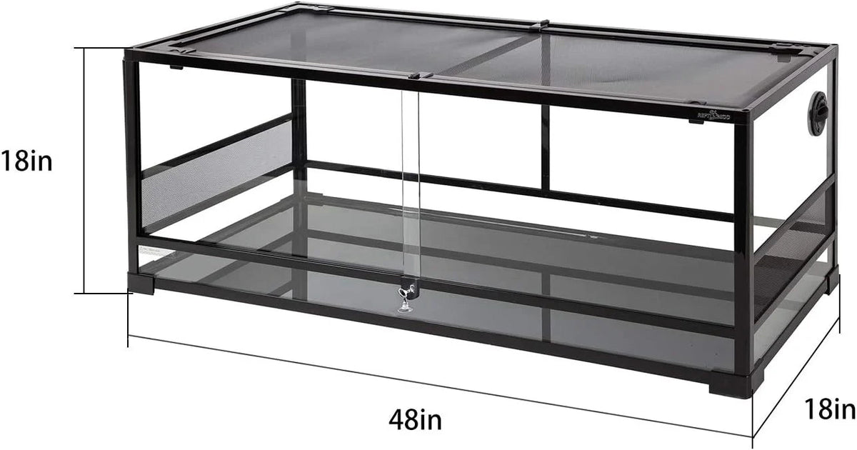 REPTI ZOO 67 Gallon Reptile Terrarium, Sliding Glass Doors, 48 x 18 x 18 in