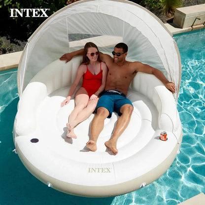 Intex Canopy Island Inflatable Pool Float, 78.5 x 59 inch, 440 lb Capacity - 58292EP